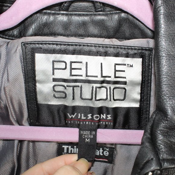 Wilsons Black Nylon Lined Zip Up Insulated Genuine Leather Jacket Size M - Picture 8 of 12